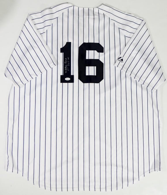 Whitey Ford Autographed New York Yankees White Majestic Jersey w/ HOF- JSA Auth *1