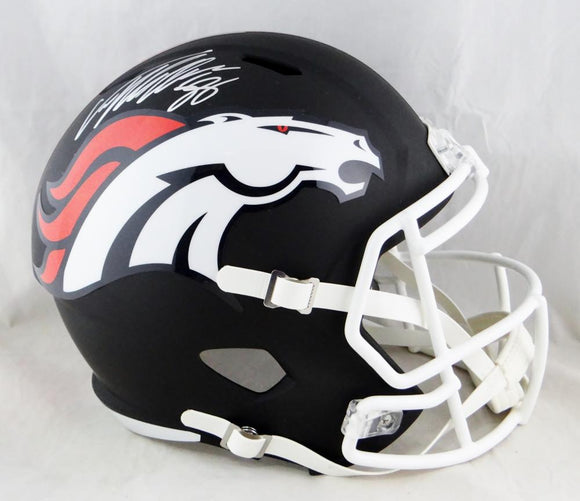 Von Miller Autographed Full Size Denver Broncos Flat Black Helmet- JSA W Auth *Silver
