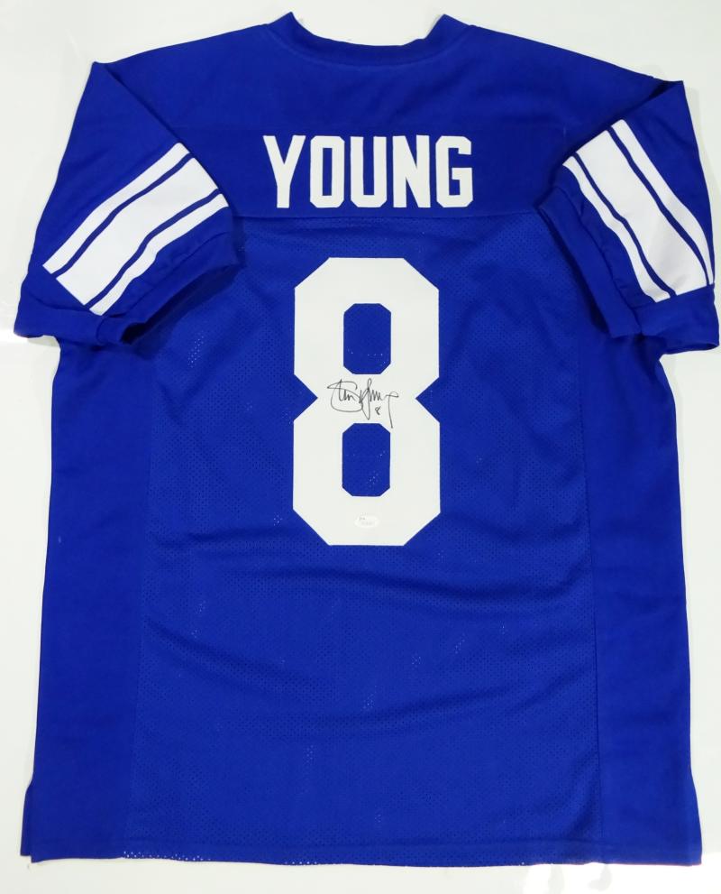 Steve Young Autographed College Style Football Jersey Blue (JSA)