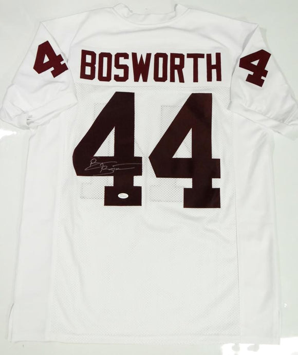 Brian Bosworth Autographed White College Style Jersey- JSA W Auth *L4
