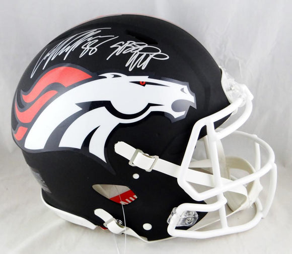 Von Miller Autographed F/S Denver Broncos Flat Black Authentic Helmet w/ Insc- JSA W Auth  *Silver