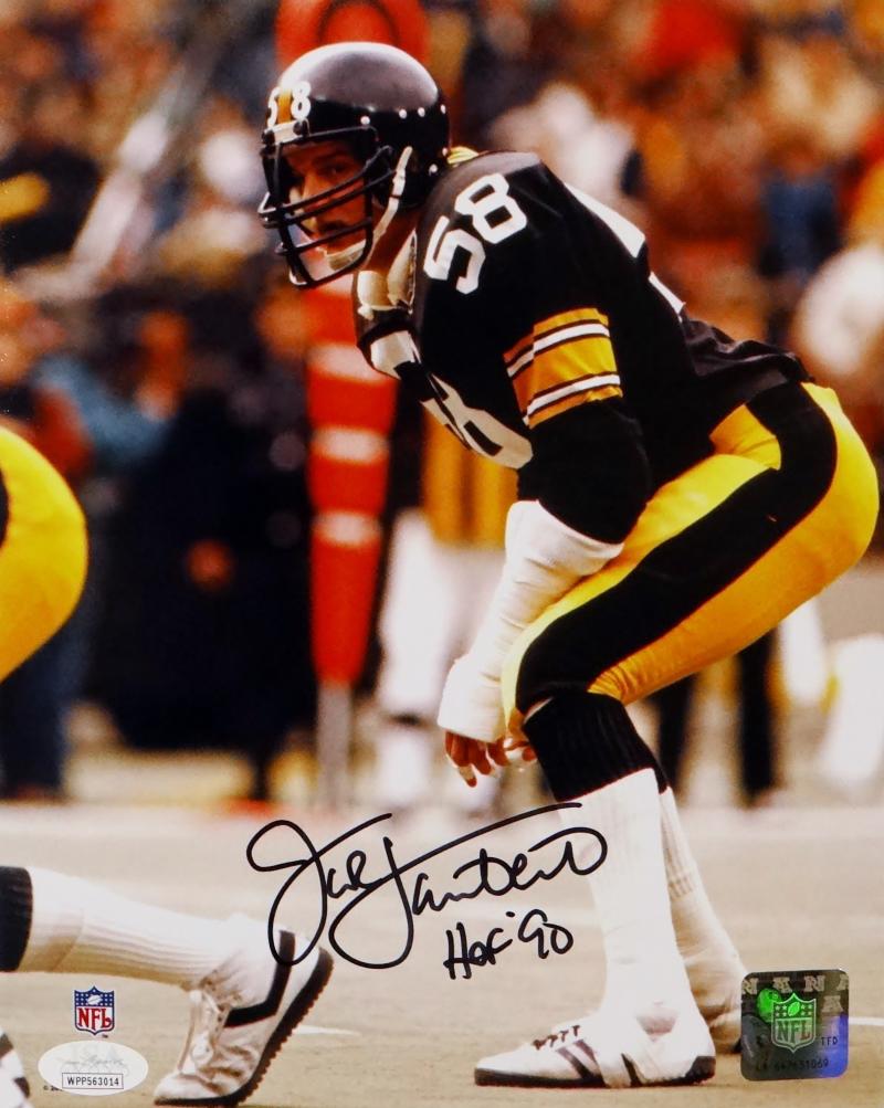 Jack Lambert Autographed Steelers 8x10 In Stance PF Photo W/ HOF- JSA – The  Jersey Source