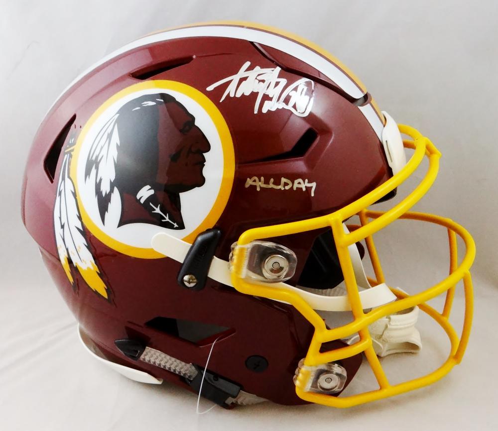 Autographed Adrian Peterson Washington Redskins mini helmet with