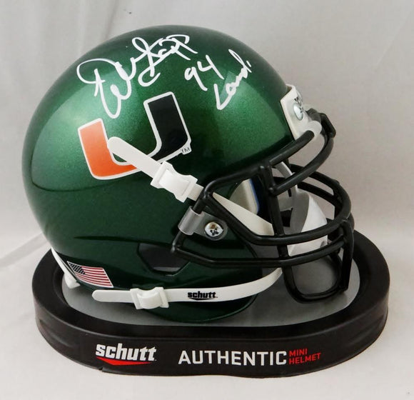 Warren Sapp Autographed Miami Hurricanes Green Mini Helmet W/ Insc- JSA W Auth
