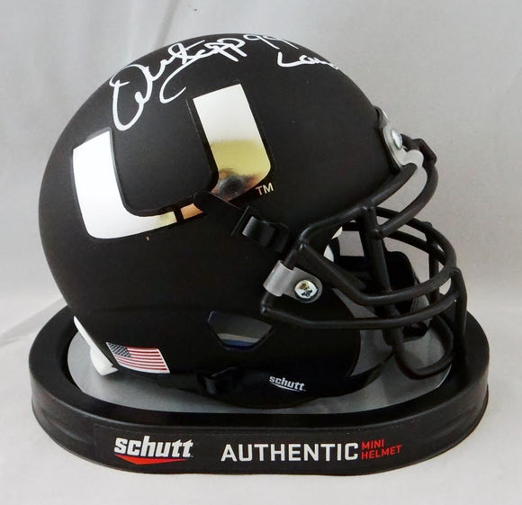 Warren Sapp Autographed Miami Hurricanes Black Mini Helmet w/ Insc- JSA W Auth