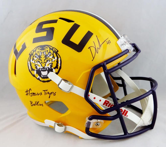 Devin White Autographed LSU Tigers F/S Speed Helmet w/ 2 Insc- Beckett Auth *Black Image 1
