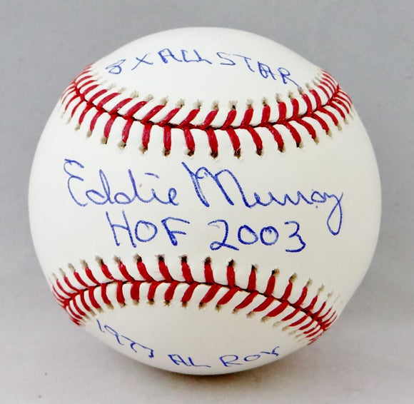 Eddie Murray Autographed Rawlings OML Baseball w/ 3 Insc - JSA W Auth