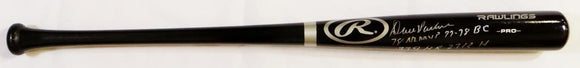 Dave Parker Autographed Black Baseball Bat w/ 4 Insc - Beckett Auth *Silver