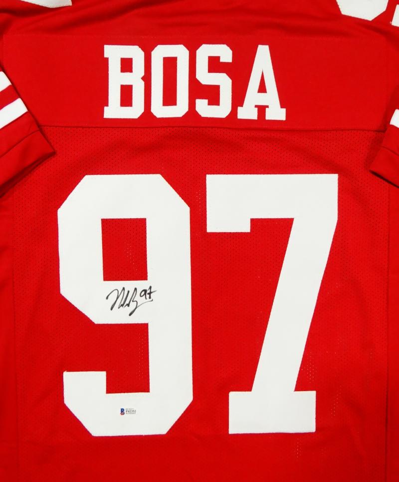 Nick Bosa Autographed Black Pro Style Jersey w/ Red Num- Beckett W *Black