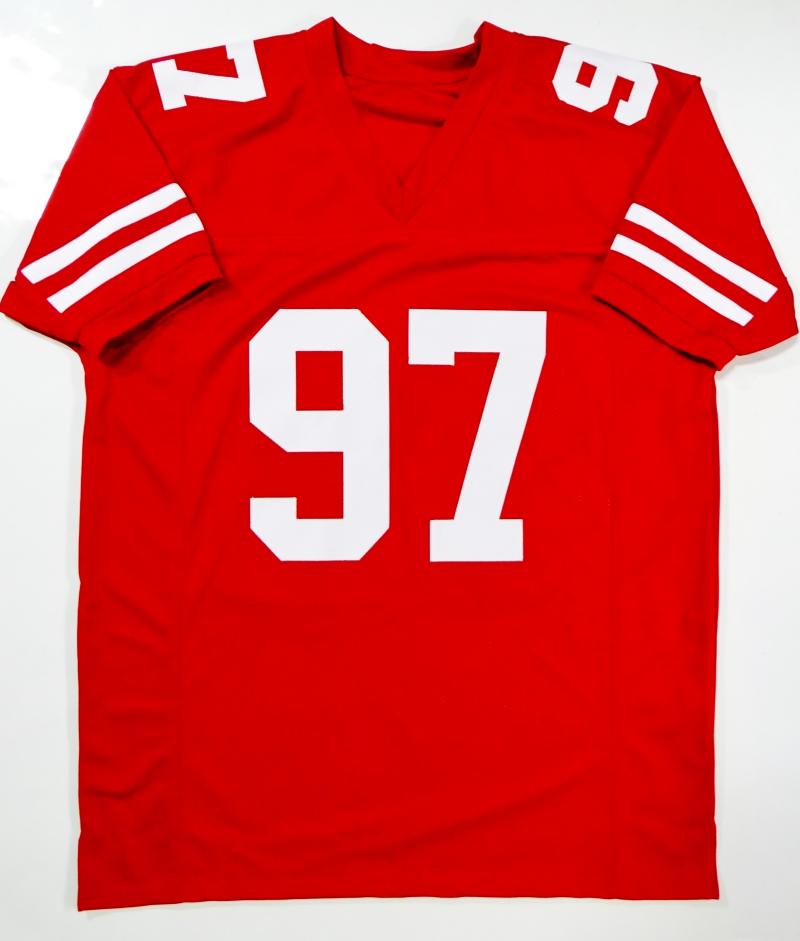 Nick Bosa Autographed Red Pro Style Jersey- Beckett W *Black – The