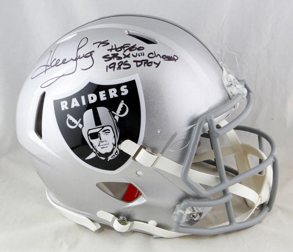 Howie Long Autographed Oakland Raiders F/S Speed Authentic Helmet w/ 3 Insc- Beckett Auth *Black