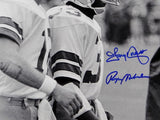 Tony Dorsett Roger Staubach Autographed Dallas Cowboys 16x20 PF B/W - Beckett Auth *Blue
