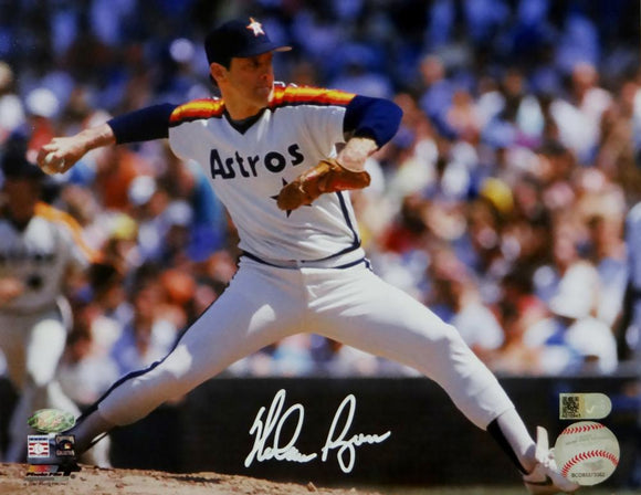 Nolan Ryan Autographed Houston Astros 8x10 PF Pitching Horz Photo- AI Verified/Ryan Holo Auth *White