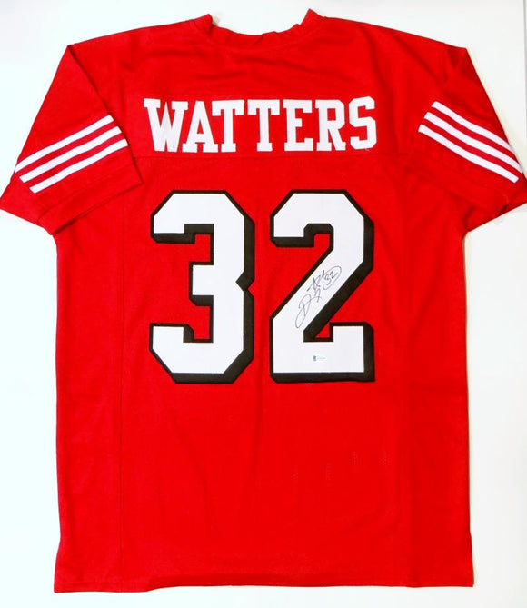 Ricky Watters Autographed Red Pro Style Jersey- Beckett Authenticated *Black