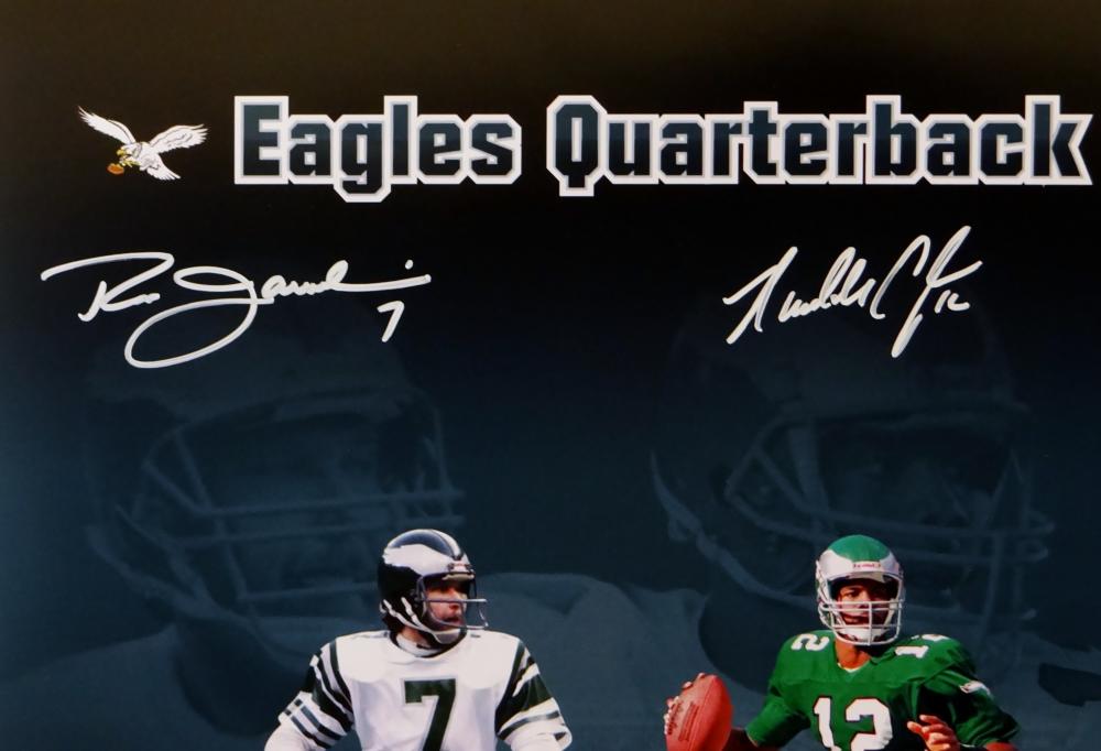 Jaworski/McNabb/Cunningham Autographed 16x20 Eagles QB Legends