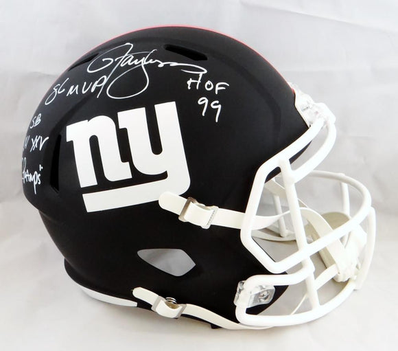 Lawrence Taylor Autographed New York Giants F/S Flat Black Helmet w/ 3 Insc - Beckett Auth *White