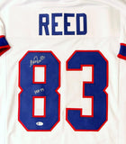 Andre Reed Autographed White Pro Style Jersey w/HOF - Beckett Auth *Silver