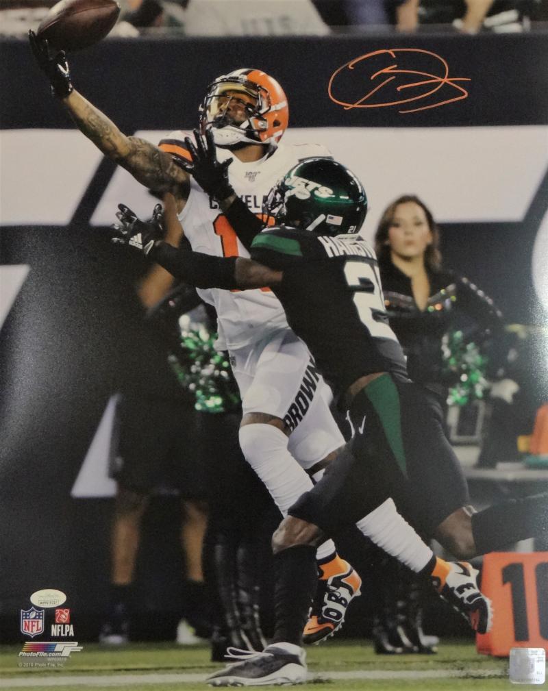 Odell Beckham Jr Autographed Cleveland Browns 16x20 One Handed