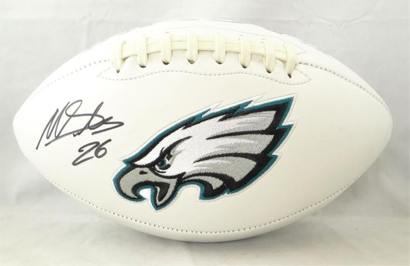 Miles Sanders Autographed Philadelphia Eagles Logo Football - Beckett Auth *Black