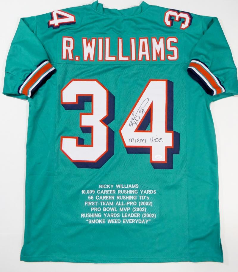 Ricky Williams Signed Miami Pro Miami Vice Football Jersey (JSA) — RSA