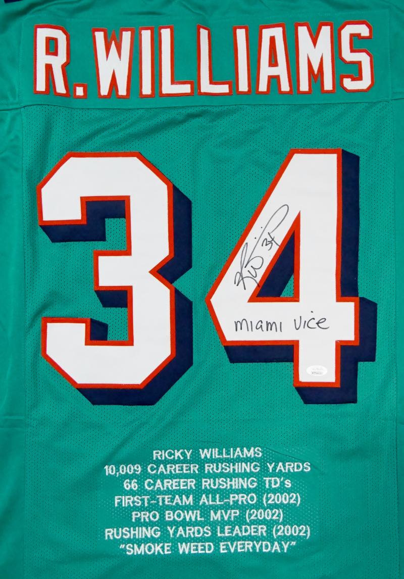 Miami Dolphins Ricky Williams Autographed Pro Style Orange Stat Jersey BAS  Authenticated - Tennzone Sports Memorabilia