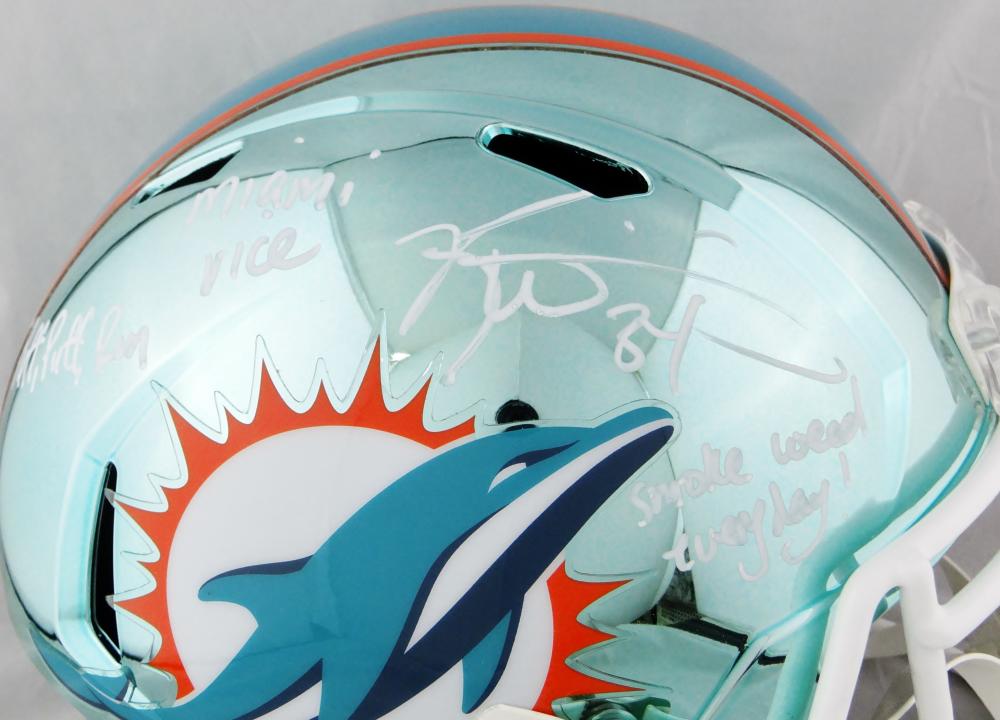 Ricky Williams Autographed Miami Dolphins F/S Chrome Helmet w/ 3 Insc- JSA  W Auth *White