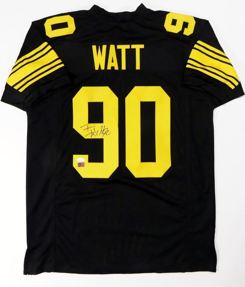 TJ Watt Authentic Signed Black Pro Style Jersey Autographed JSA Witness