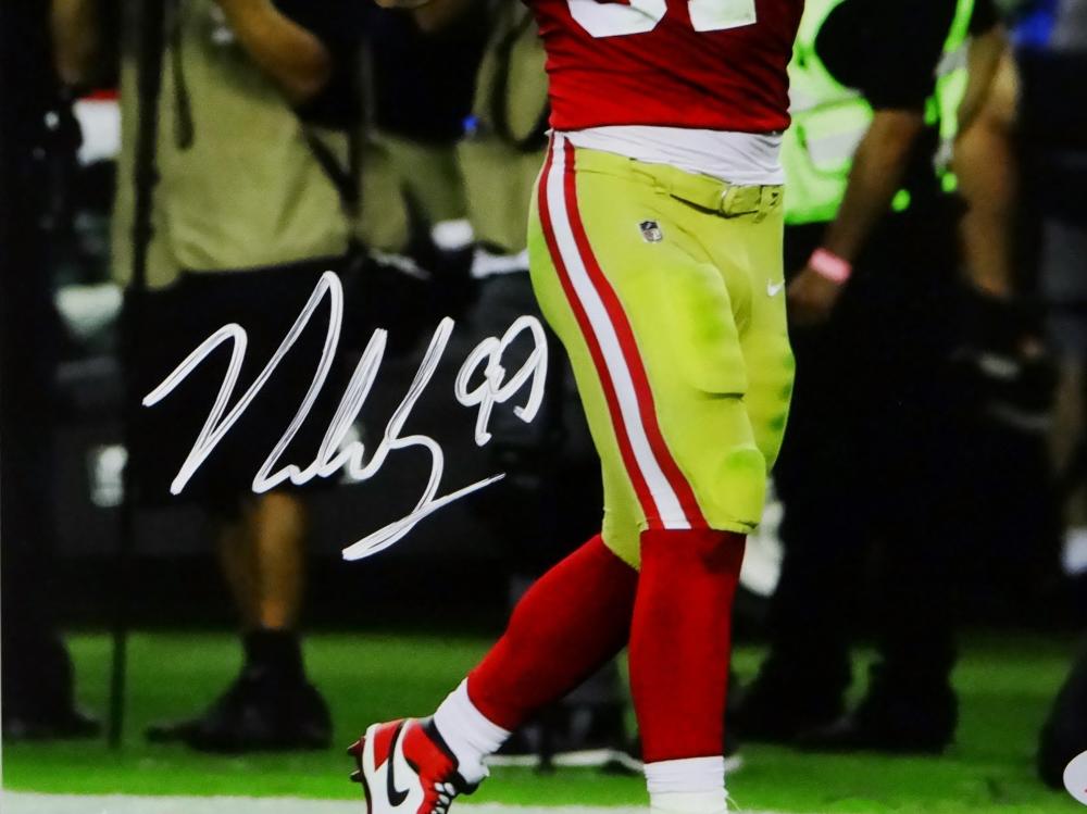 Nick Bosa Autographed San Francisco 49ers 16x20 Flexing PF Photo