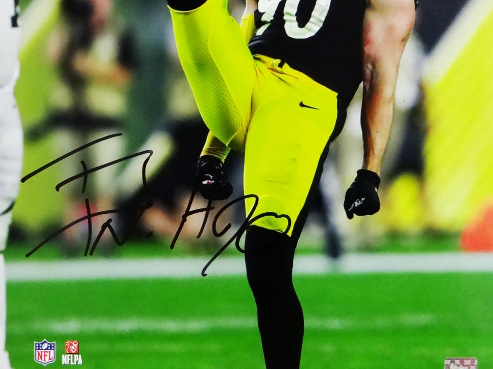 TJ Watt Autographed Pittsburgh Steelers 16x20 FP In Air Photo