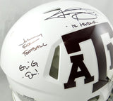 Johnny Manziel Autographed A&M Aggies White Speed Authentic F/S Helmet W/5 Insc- Beckett Auth