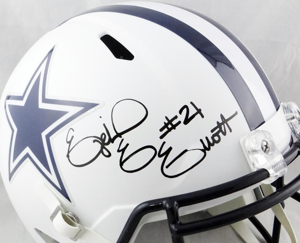 Ezekiel Elliott Autographed Signed Dallas Cowboys Matte Black Full Size  Speed Replica Helmet Beckett Beckett