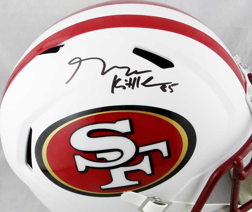 George Kittle Autographed San Francisco 49ers F/S Flat White Helmet-Beckett  W Hologram *Red