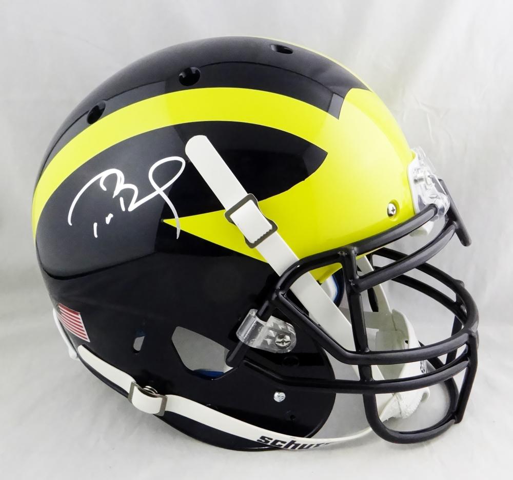 tom brady autographed michigan helmet