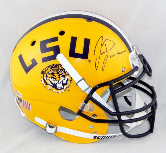 Joe Burrow Autographed LSU Tigers F/S Yellow Schutt Authentic Helmet w/Insc- Beckett Auth