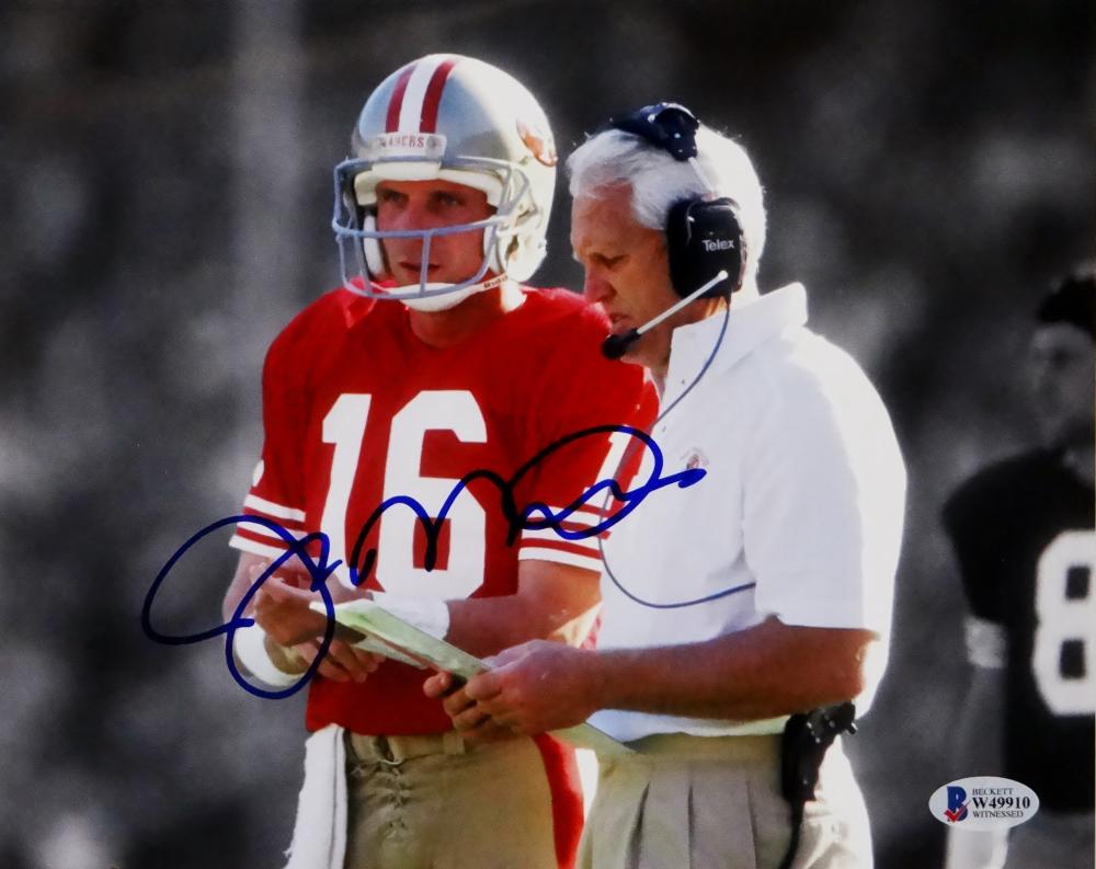 Joe Montana Signed San Francisco 49ers 8x10 Photo Beckett Witnessed White  Jersey