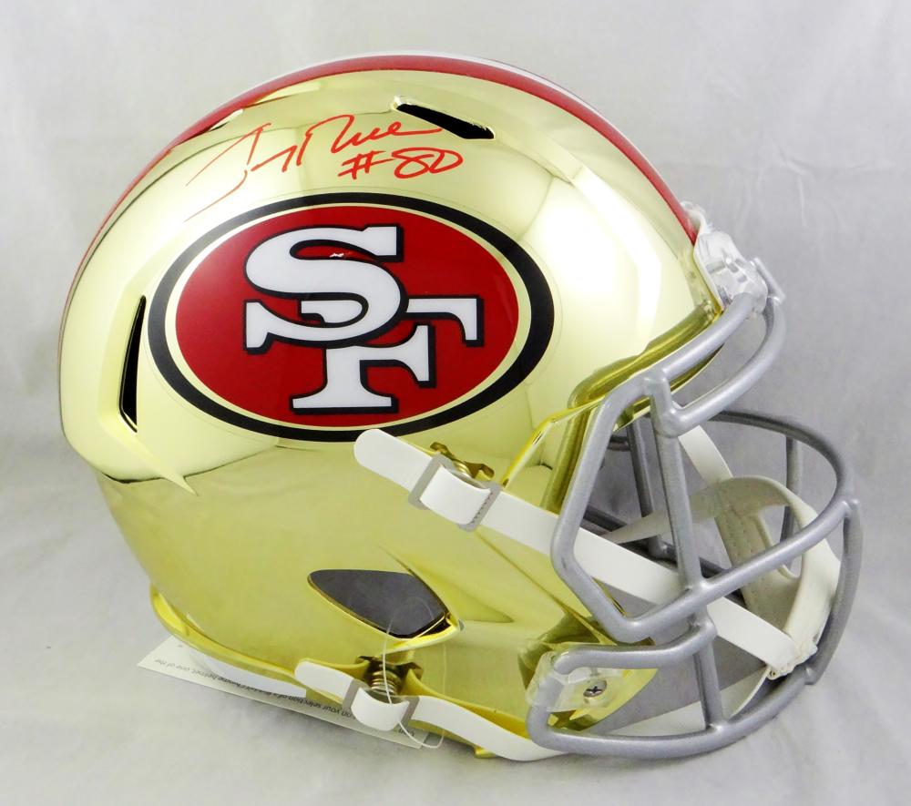 Jerry Rice Signed San Francisco 49ers Full-Size Chrome Speed Helmet  (Beckett COA)