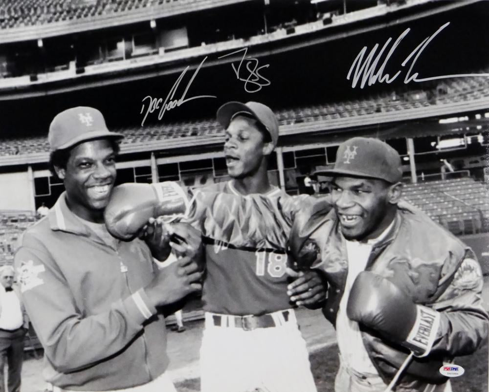 Mike Tyson Darryl Strawberry Dwight Gooden Signed Autographed 16x20 Photo  PSA