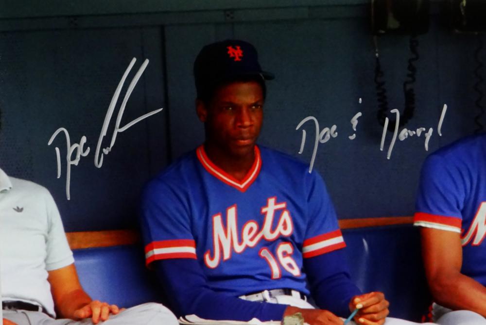 Autographed/Signed Darryl Strawberry New York Blue Baseball Jersey