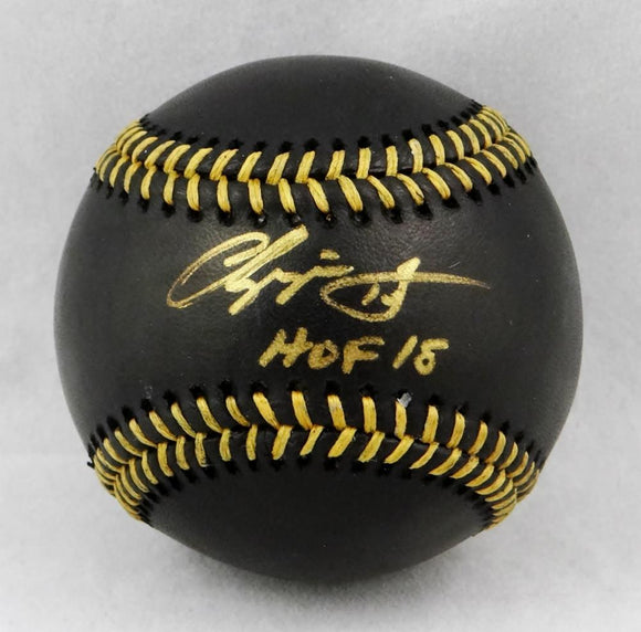 Chipper Jones Autographed Rawlings OML Black Baseball w/ HOF - Beckett Auth *Gold