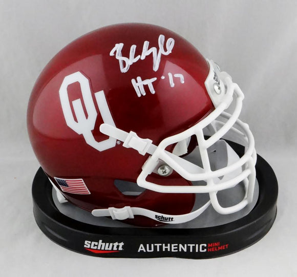 Baker Mayfield Autographed Oklahoma Sooners Schutt Mini Helmet w/ HT - Beckett Auth *White