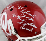 Brian Bosworth Autographed OU Sooners F/S Speed ProLine Helmet w/5 Insc- Beckett Auth *White