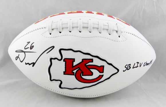 Damien Williams Autographed Kansas City Chiefs Logo Football w/ SB Champs - Beckett Auth