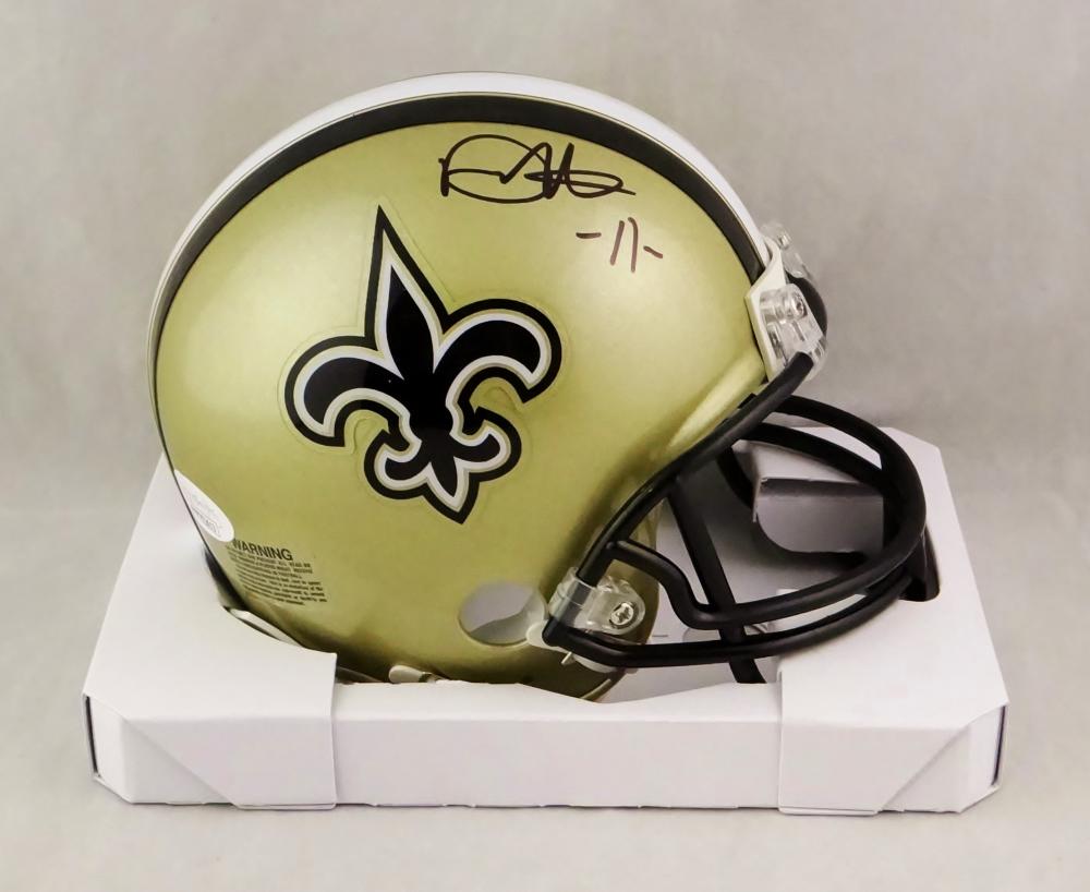 Deonte Harris Autographed New Orleans Saints Mini Helmet- JSA W