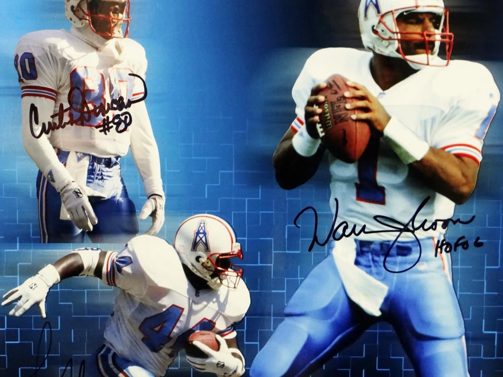 Run-N-Shoot Multi Autographed 16x20 Houston Oilers Photo- JSA W  Authenticated