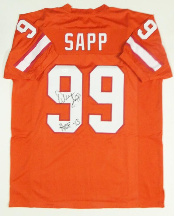 Warren Sapp Autographed Orange Pro Style Jersey W/ HOF- JSA Witnessed Auth *MB9