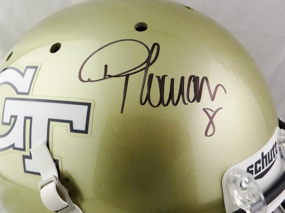 Demaryius Thomas Autographed Georgia Tech Yellow Jackets F/S Schutt Helmet  - Beckett Auth *Black