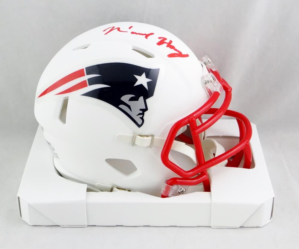 N'Keal Harry Signed New England Patriots Flat White Speed Mini Helmet-  Beckett Auth *White