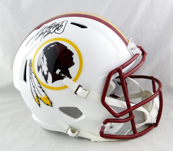 Adrian Peterson Autographed Washington Redskins F/S Flat White Speed Helmet- Beckett Auth *Black