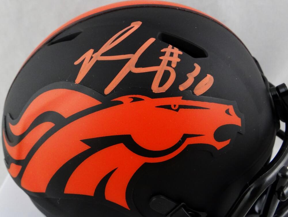 Denver Broncos Phillip Lindsay Autographed Speed Helmet - Beckett Authentic  