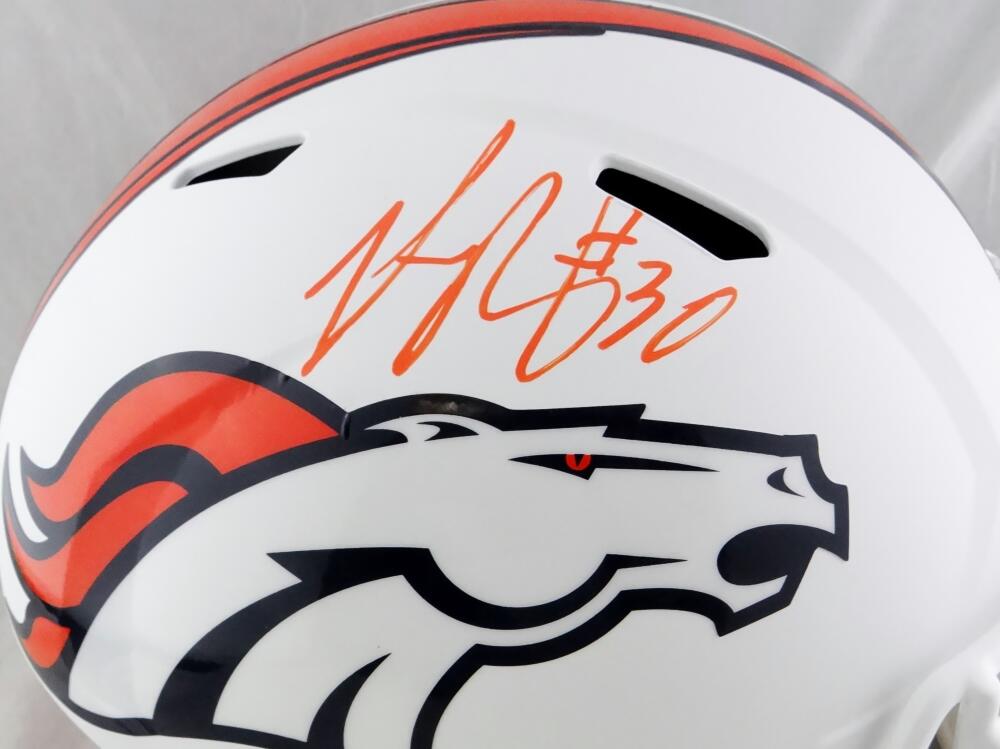 Phillip Lindsay Autographed Denver Broncos F/S Flat White Speed Helmet –  The Jersey Source